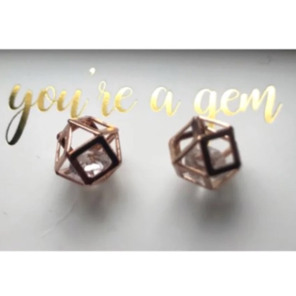Rose gold earrings.